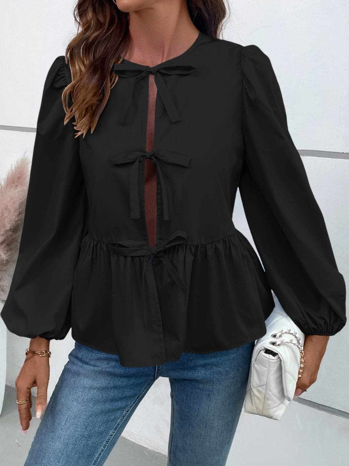 Chic long sleeve peplum top - Love Salve